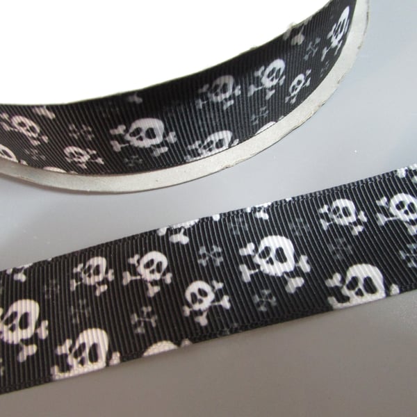 Skull Grosgrain Ribbon x 1 metre