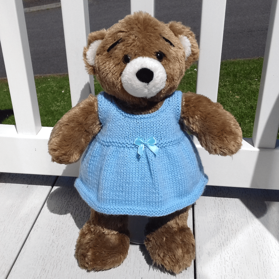 KNITTING PATTERN PDF Pastel Blue Dress for Teddy