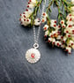 Recycled Fine Silver Daisy Pendant with Garnet Cubic Zirconia - Image 5