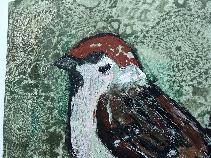 Tree Sparrow Original Monoprint