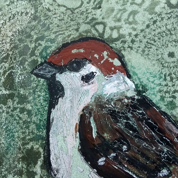 Tree Sparrow Original Monoprint