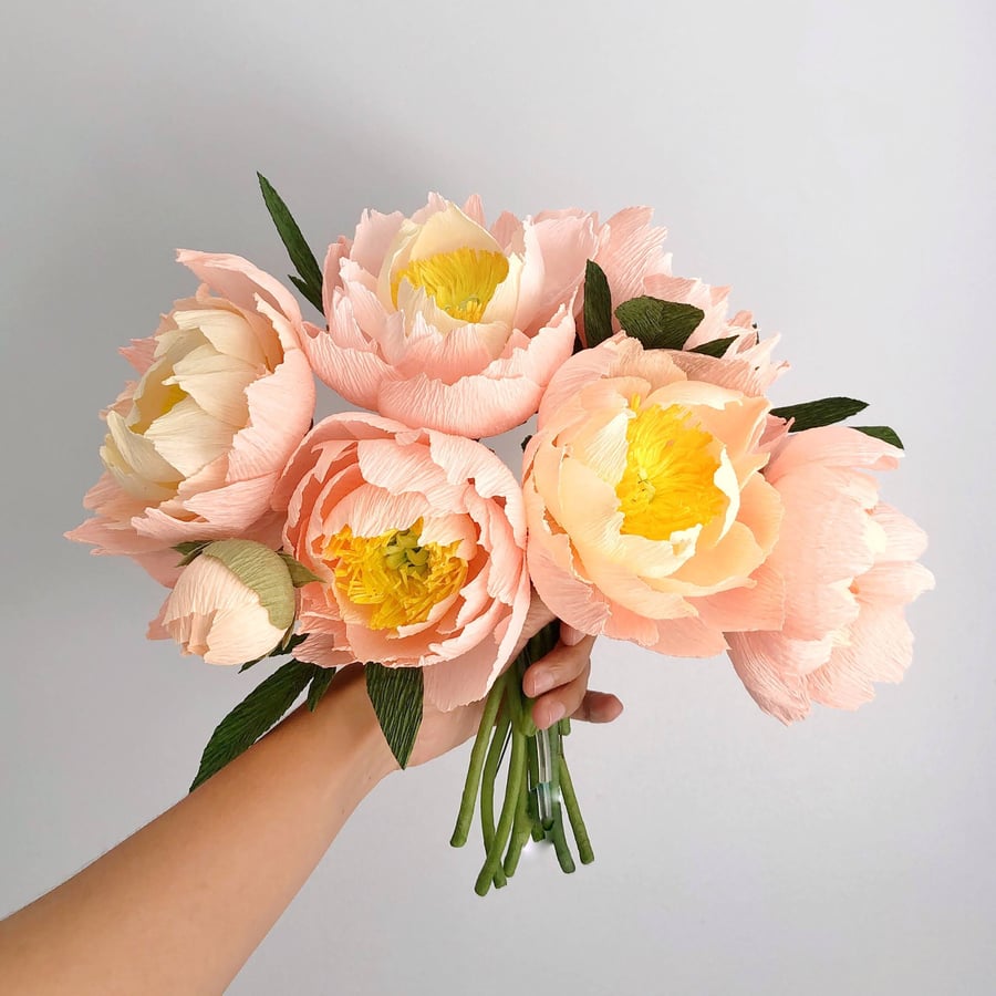 Hand Stitched - Plants in Light Coral Peach Hand Stitched - Plants in Light Coral Peach