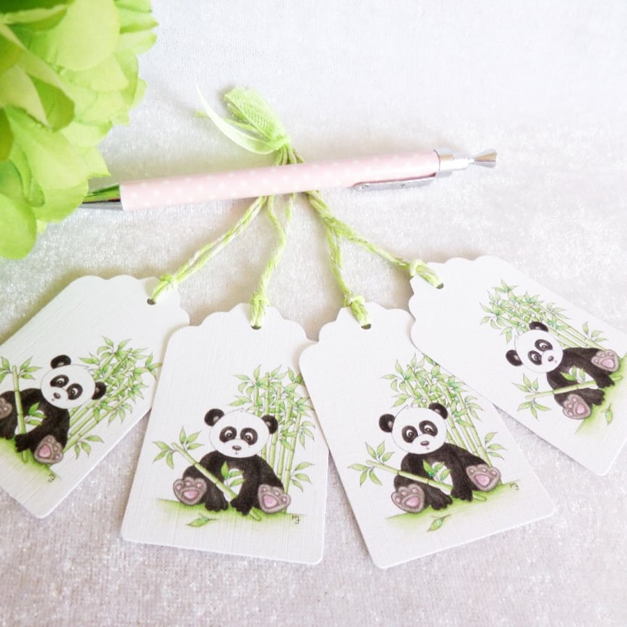 Panda Bear Gift Tags - set of 4 tags