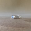Rainbow Moonstone all fine silver twin stacking ring set