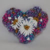 Embroidered Brooch - White Daisy Heart