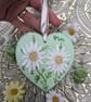 Daisy Mum hand-painted slate heart decoration 