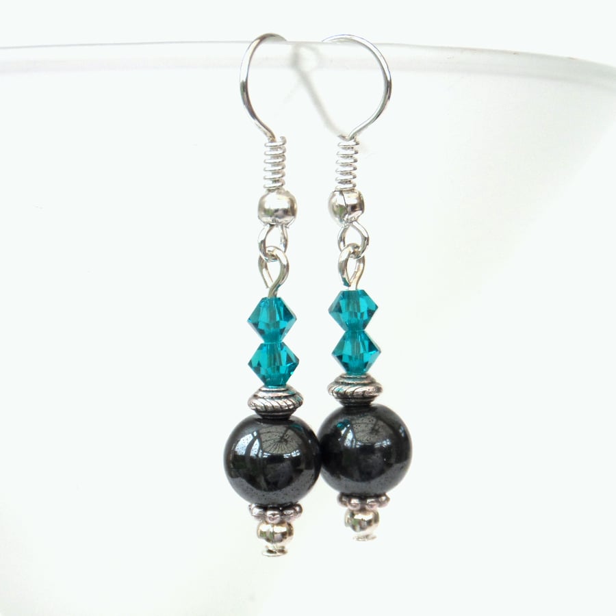 Hematite and Swarovski® crystal earrings