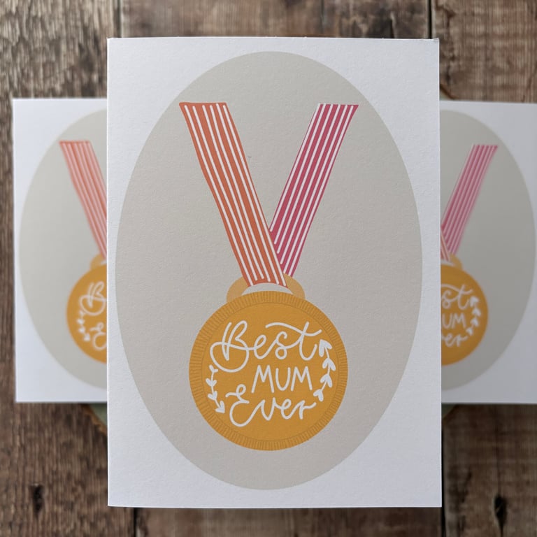 Best Mum Medal Greeting Card, Mothers Day Card, Happy Birthday, 