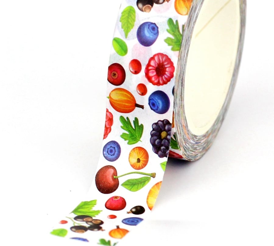 Fruit pattern, 15mm Washi Tape, 10m, Decorative Tape, Cards, Journaling