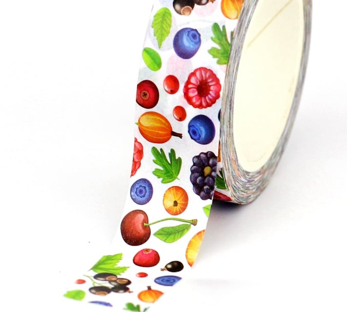 2 x Fruit pattern, 15mm Washi Tape, 10m, Decorative Tape, Cards, Journaling