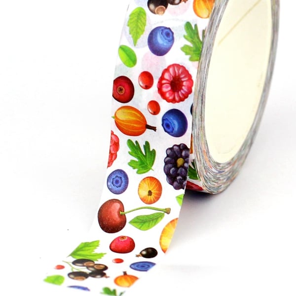 Fruit pattern, 15mm Washi Tape, 10m, Decorative Tape, Cards, Journaling