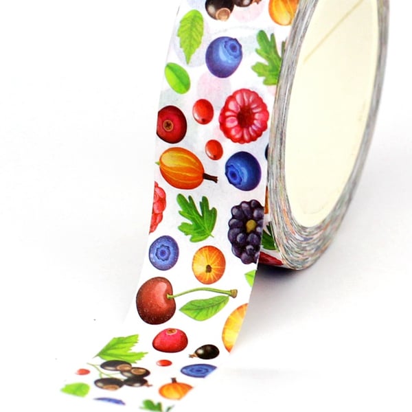 2 x Fruit pattern, 15mm Washi Tape, 10m, Decorative Tape, Cards, Journaling