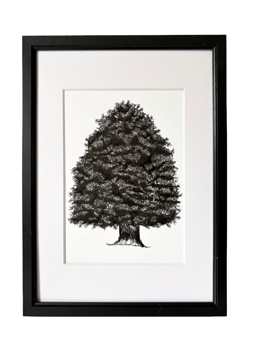Original Tree Illustration with Mount Board 