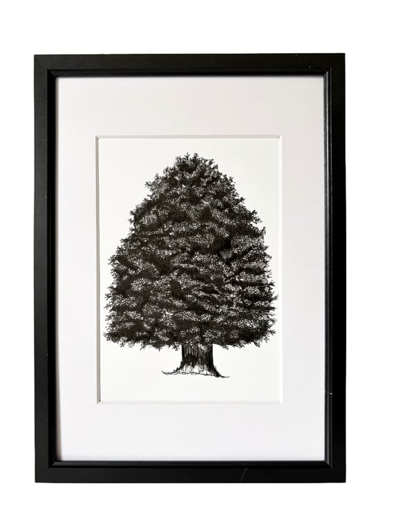 Original Tree Illustration with Mount Board 