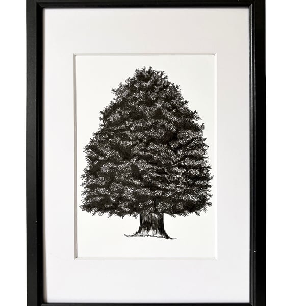 Original Tree Illustration with Mount Board 
