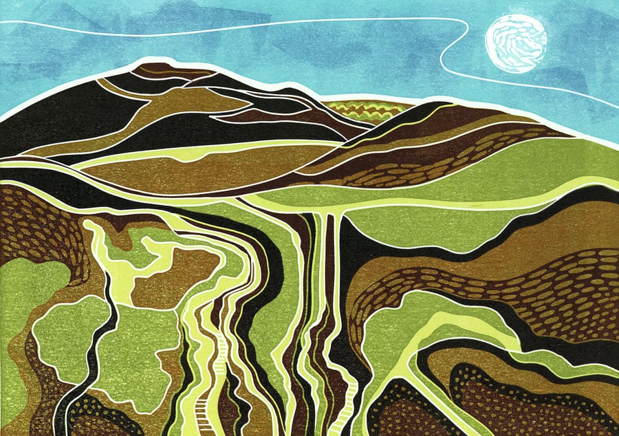 Welsh landscape, The Midsummer Moon Rises.