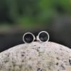 Small Black Hole Silver Stud Earrings