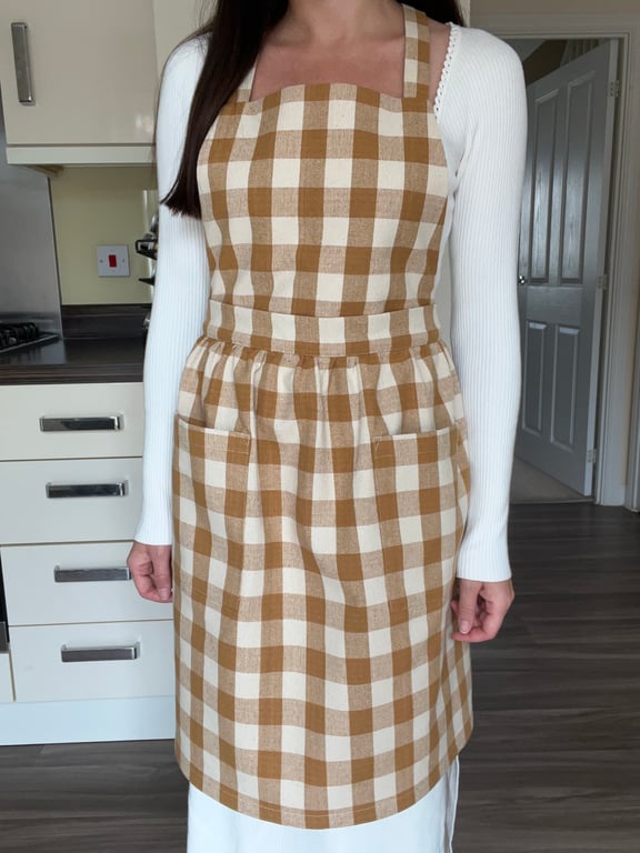 Handmade Cotton Yellow Apron with Adjustable Straps