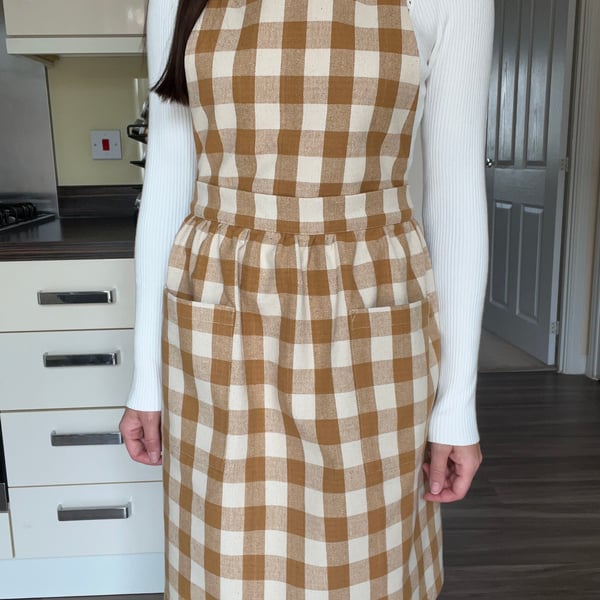 Handmade Cotton Yellow Apron with Adjustable Straps