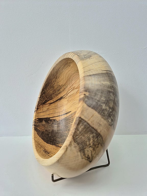 Hand turned, decorative Sycamore bowl