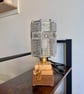 Modern Oak Pyramid Lamp - Geometric Handmade Table Light UK