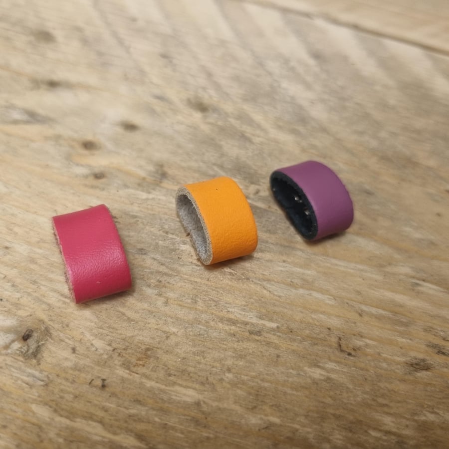 X2 Genuine Leather Belt LoopsKeepers, 15mm. PinkPurpleOrange