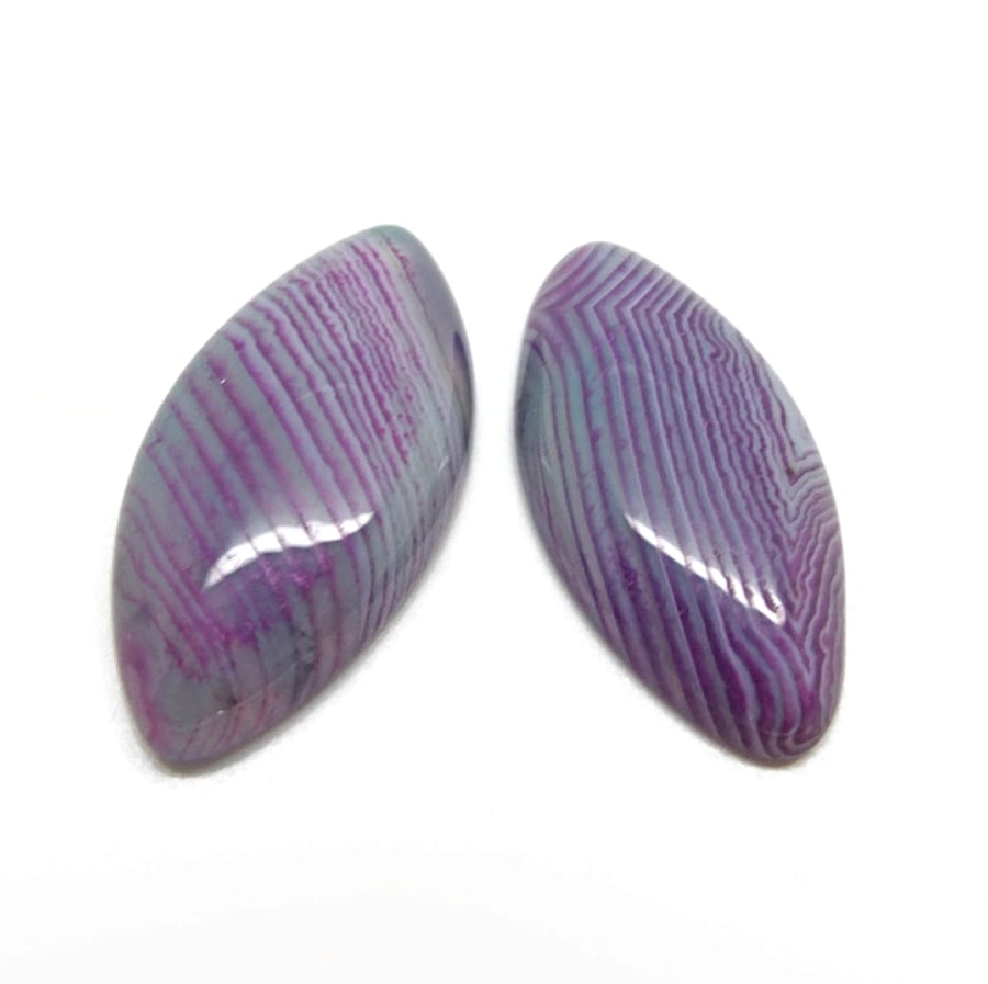 Agate Cabochons in Purple & Blue, 40x20x5mm, No Hole Jewellery Gemstone