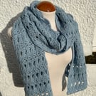Handmade crochet lace light blue scarf
