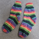 Hand knit short socks multicoloured rainbow 