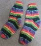 Hand knit short socks multicoloured rainbow 