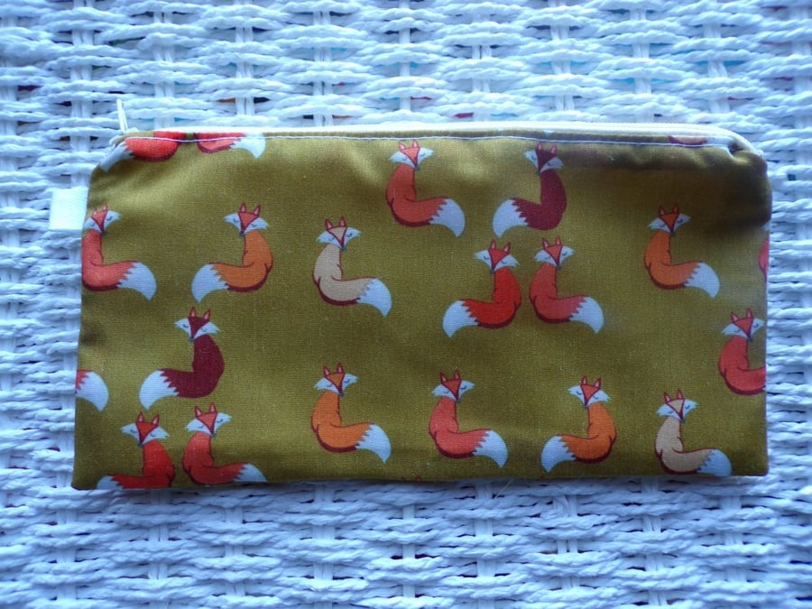 Fox Foxes Themed Pencil Case or Small Make Up Bag.