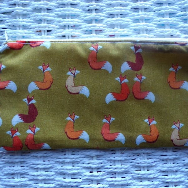 Fox Foxes Themed Pencil Case or Small Make Up Bag.