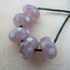 lilac spots lampwork glass beads