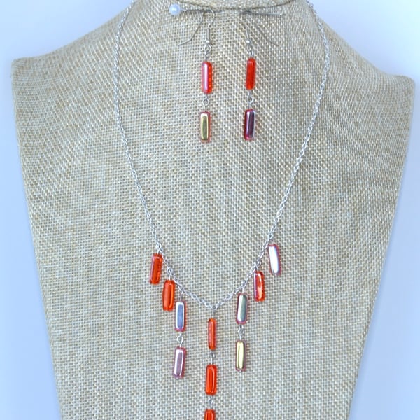 Beaded necklace and earrings set 