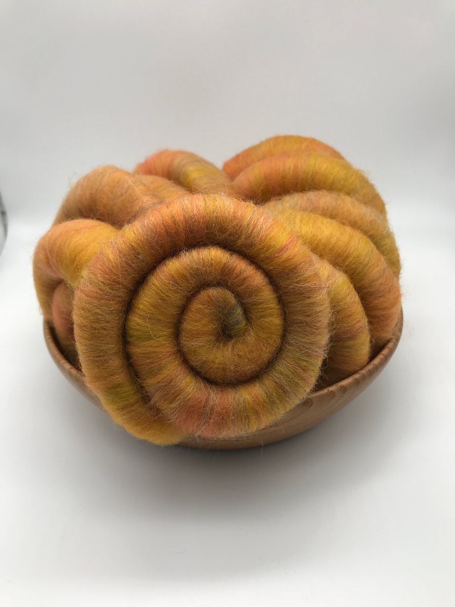 100g Merino & BFL Hand Blended Rolags -  Golden Yellows