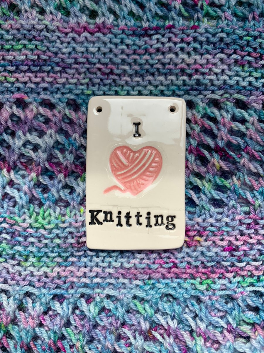 Ceramic I love Knitting Tile