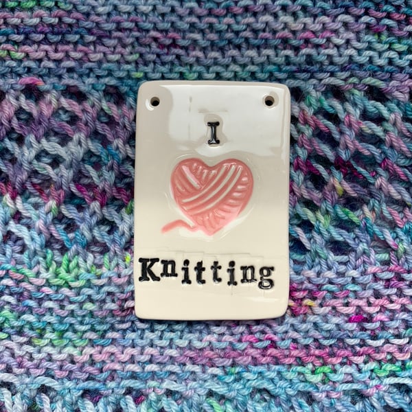 Ceramic I love Knitting Tile