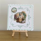 Gold Foiled Kittens Hand Embroidered Greeting Card