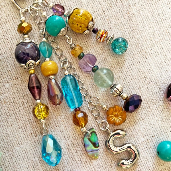 Balloon letter bag charm, Letter S bag charm, bag charm with letter