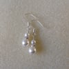 White pearl and sterling silver crystal earrings 