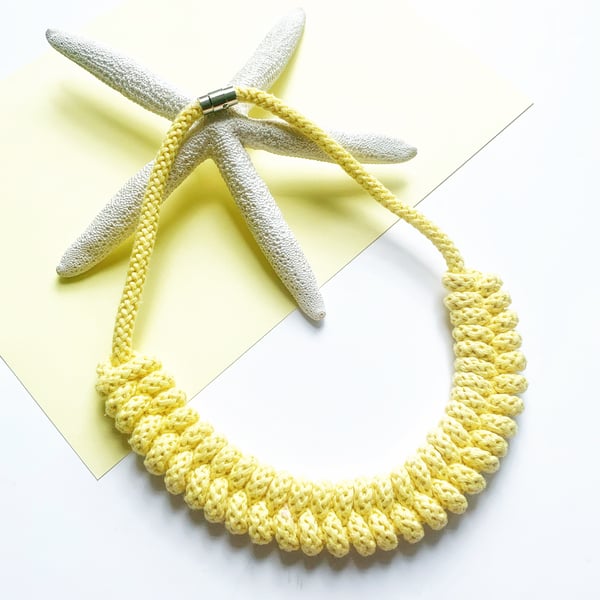 Knotted statement necklace,Cotton rope jewelry, choice of colors (Free Shipping)