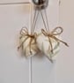 Pair heart shape decorations Laura Ashley green willow leaf  - Image 2