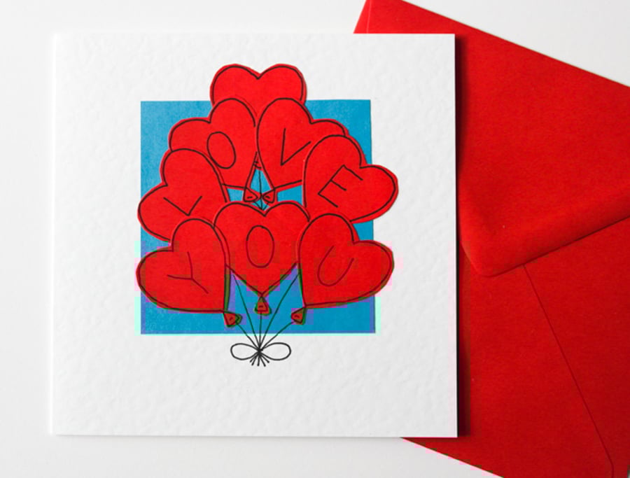 Valentine's Day Card Love You Heart Balloons, Anniversary, Birthday, Love card
