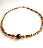 Mens Tiger Eye & Hematite Necklace 21 Inch, Natural Gemstone Beaded Jewellery  - Image 8