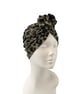 Khaki Leopard Turban Hat Prettied Head Wrap Soft Comfy Retro Style Head Scarf 