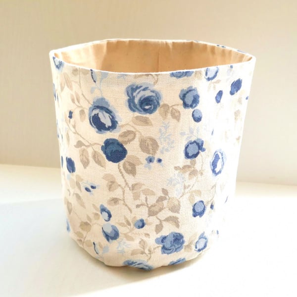 Fabric Tub Storage Basket - Blue Floral (small)