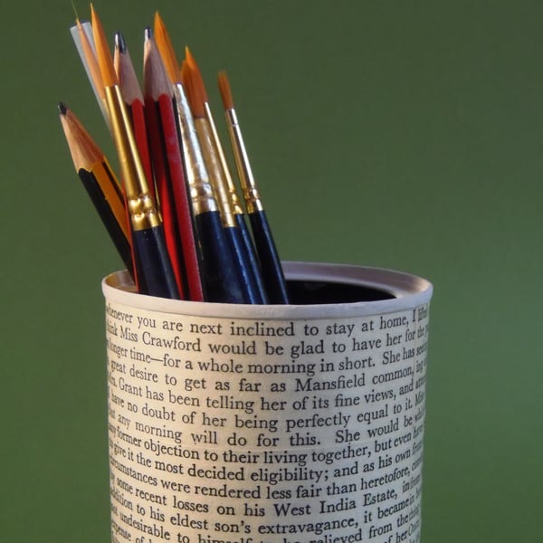 JANE AUSTEN Decoupage PENCIL POT Desk Tidy