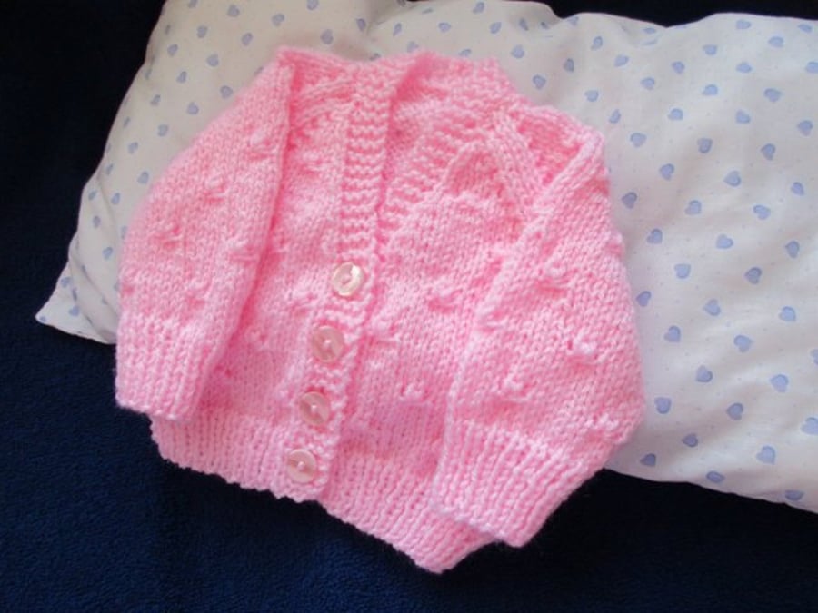 14" Newborn Pink Knots Cardigan