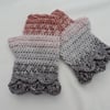 Sale Mittens with Dragon Scale Cuffs Fingerless Pink Grey Charcoal Silver