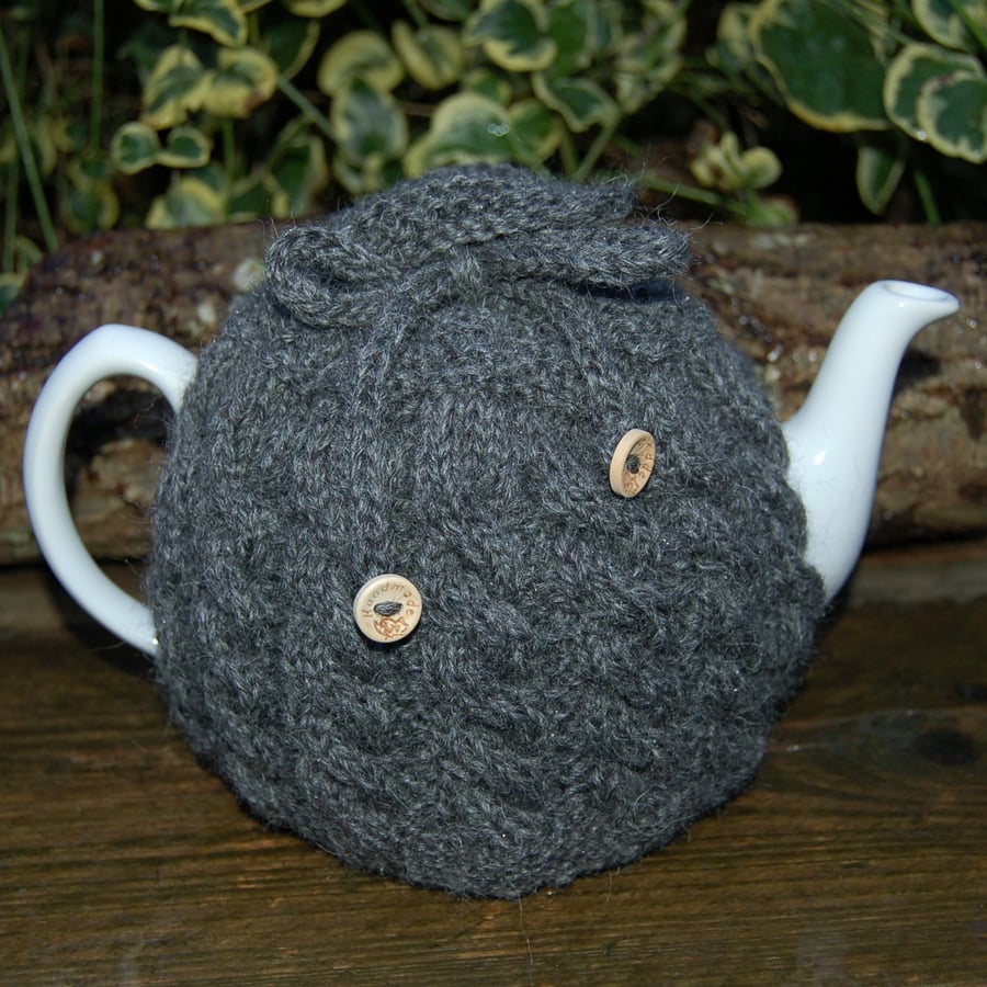  Wool  Tea Cosy in a cable design for a large standard size teapot 
